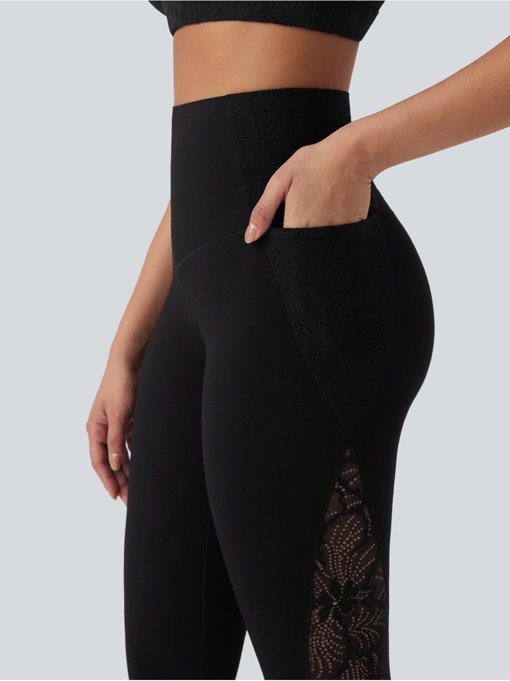 Halara UltraSculpt Tummy Control Lace Pocket Leggings M 7/8 NWOT - Picture 4 of 6